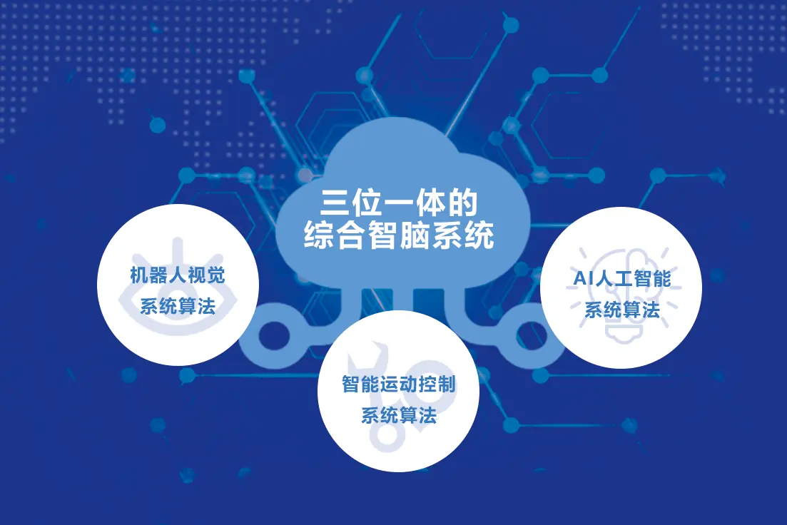 三位一体的综合智脑系统：机器人视觉系统算法、智能运动控制系统算法、AI人工智能系统算法